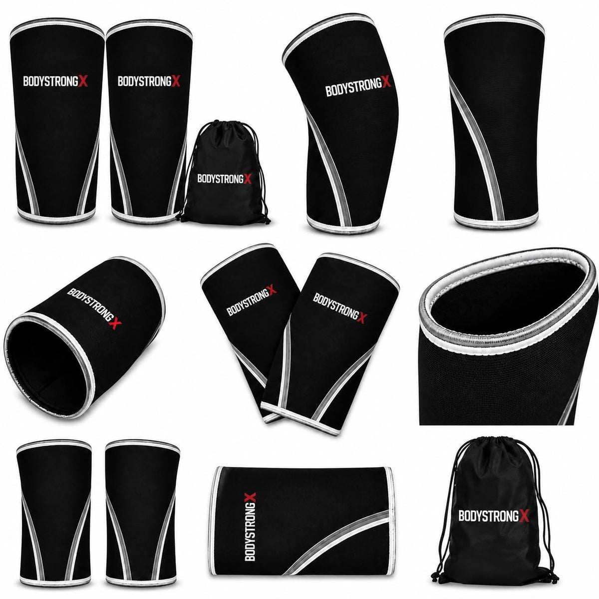 Knee Sleeves 7MM Neoprene for Weightlifting Large Black