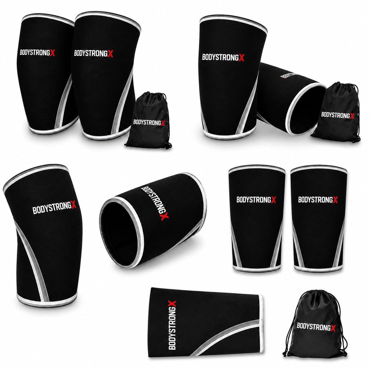 Knee Sleeves 7MM Neoprene for Weightlifting Large Black