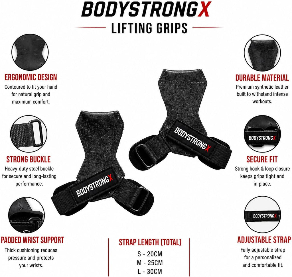 Weight Lifting Grips Black Medium with Padded Wrist Support