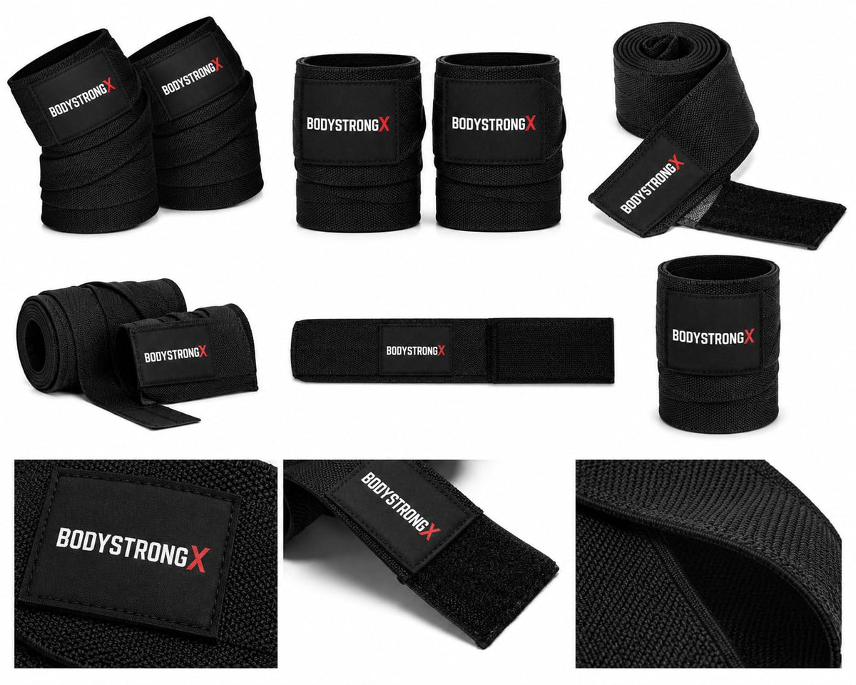 Elbow Wraps 40" for Weightlifting | BodyStrongX Black