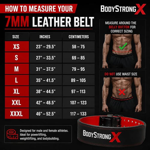 7mm Leather Weightlifting Belt – Genuine Leather Gym Belt