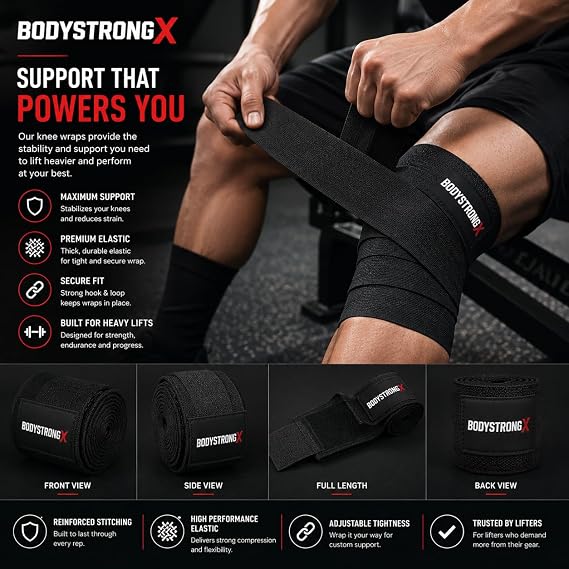 Knee Wraps for Weightlifting & Powerlifting | BodyStrongX
