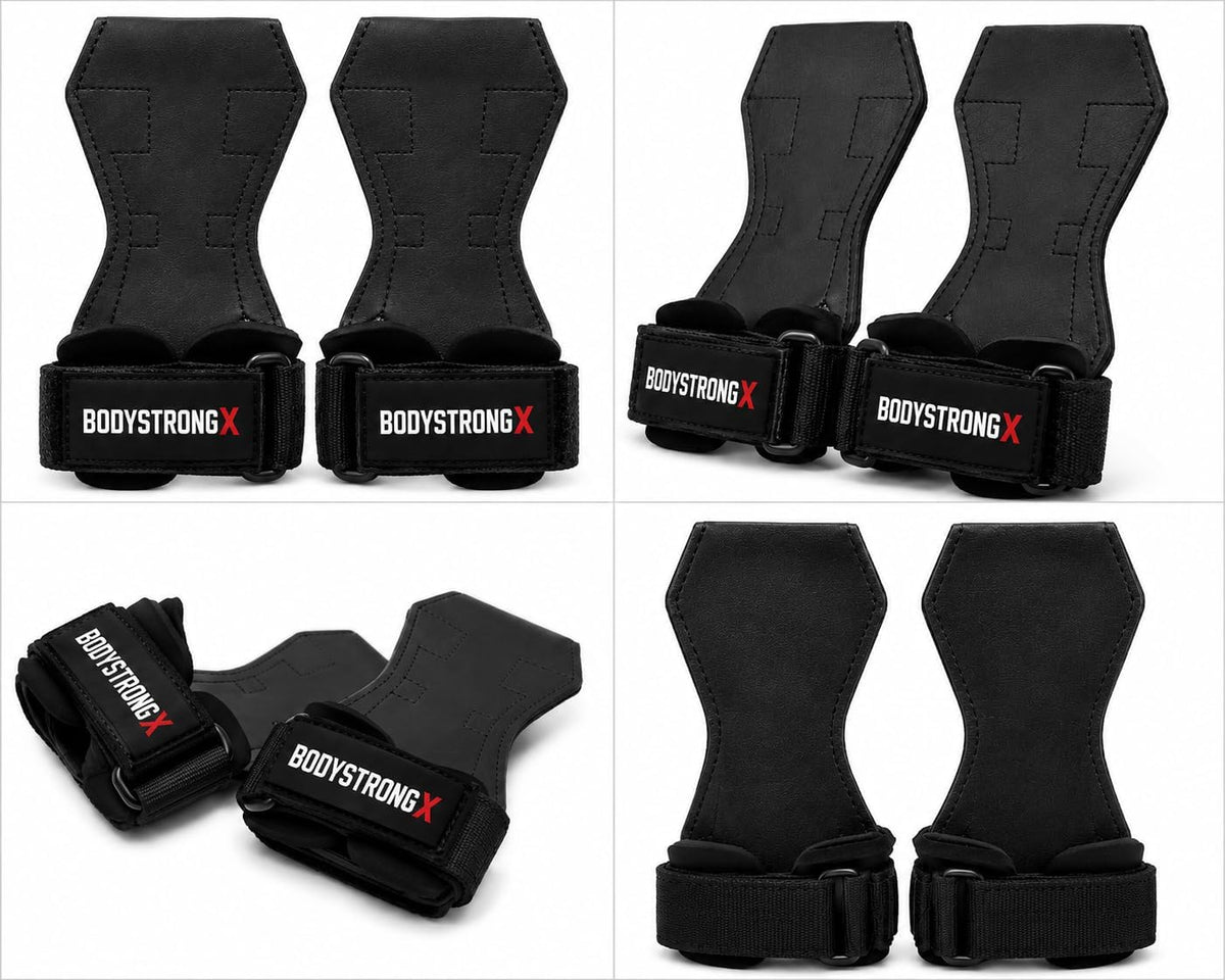 Weight Lifting Grips Black Medium with Padded Wrist Support