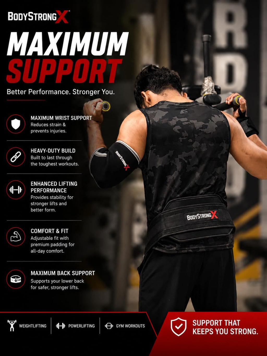 Dip Belt for Weightlifting with Steel Chain - Heavy Duty Black