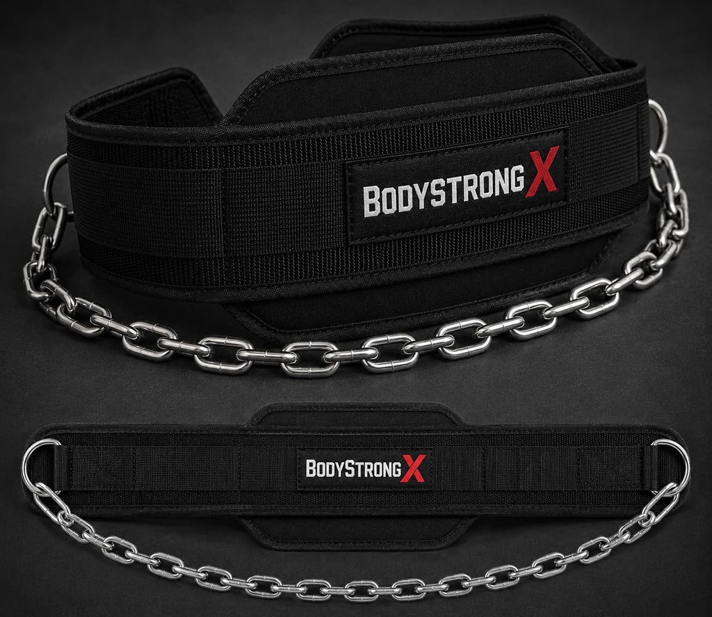 Dip Belt for Weightlifting with Steel Chain - Heavy Duty Black