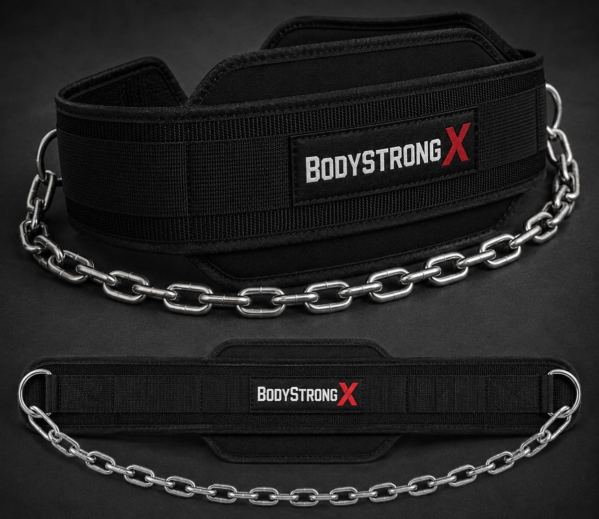 Dip Belt for Weightlifting with Steel Chain - Heavy Duty Black