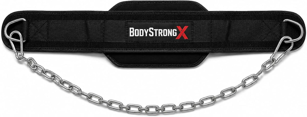Dip Belt for Weightlifting with Steel Chain - Heavy Duty Black