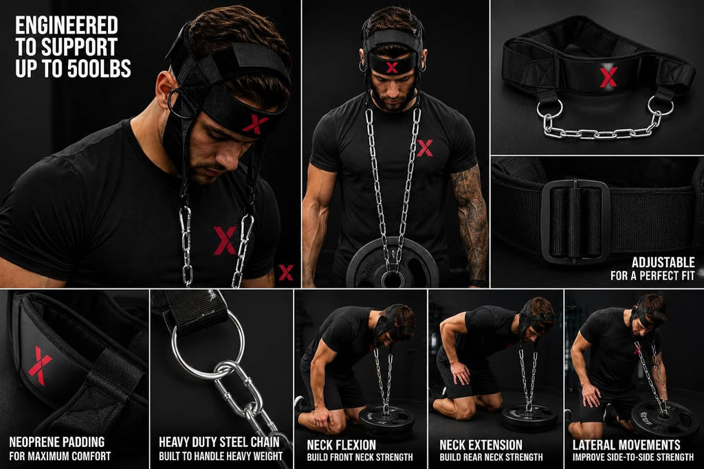 Neck Harness for Weight Training – BodyStrongX Heavy Duty