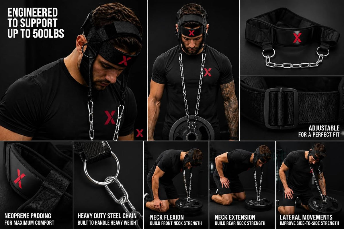 Neck Harness for Weight Training – BodyStrongX Heavy Duty