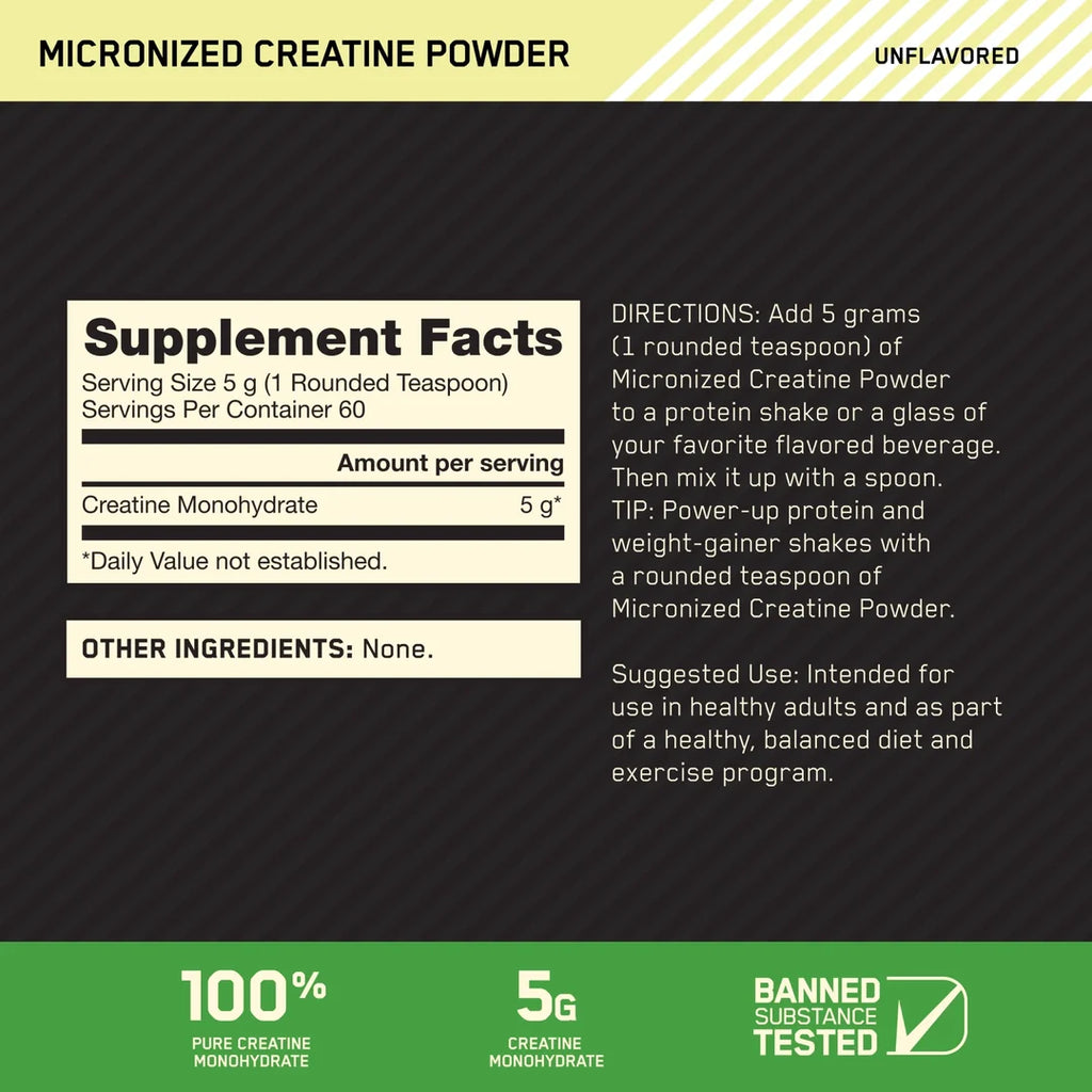 OPTIMUM NUTRITION MICRONIED CREATINE FLAVORED 60 SERVINGS